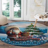 Native American Santa Claus Round Carpet Merry Christmas - Wonder Print Shop