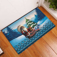 Native American Santa Claus Rubber Doormat Merry Christmas - Wonder Print Shop