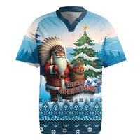 Personalized Native American Santa Claus Rugby Jersey Merry Christmas - Wonder Print Shop