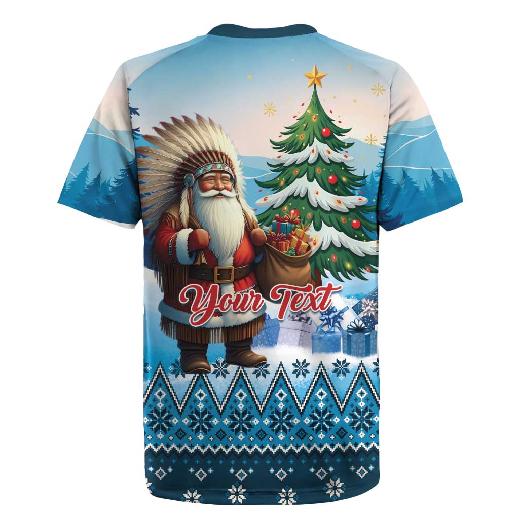 Personalized Native American Santa Claus Rugby Jersey Merry Christmas - Wonder Print Shop