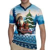 Personalized Native American Santa Claus Rugby Jersey Merry Christmas - Wonder Print Shop