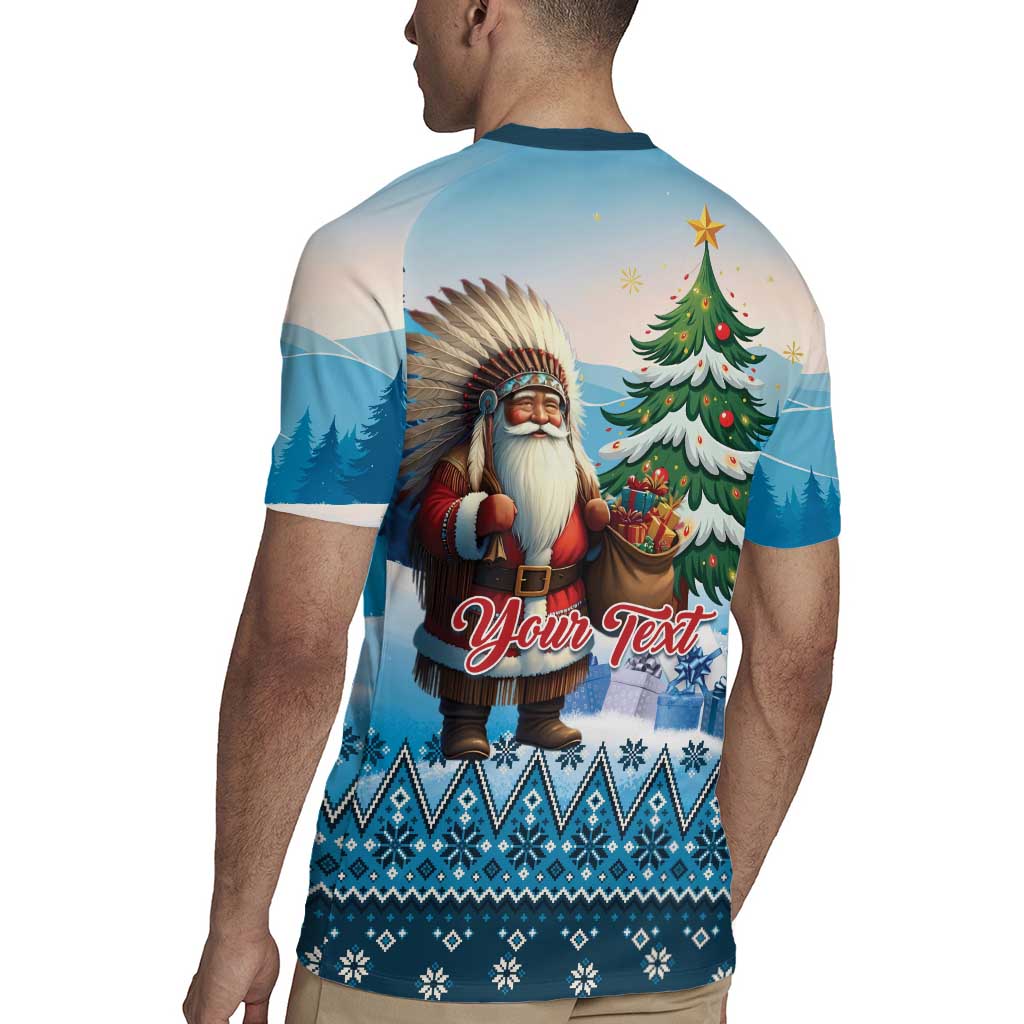 Personalized Native American Santa Claus Rugby Jersey Merry Christmas - Wonder Print Shop