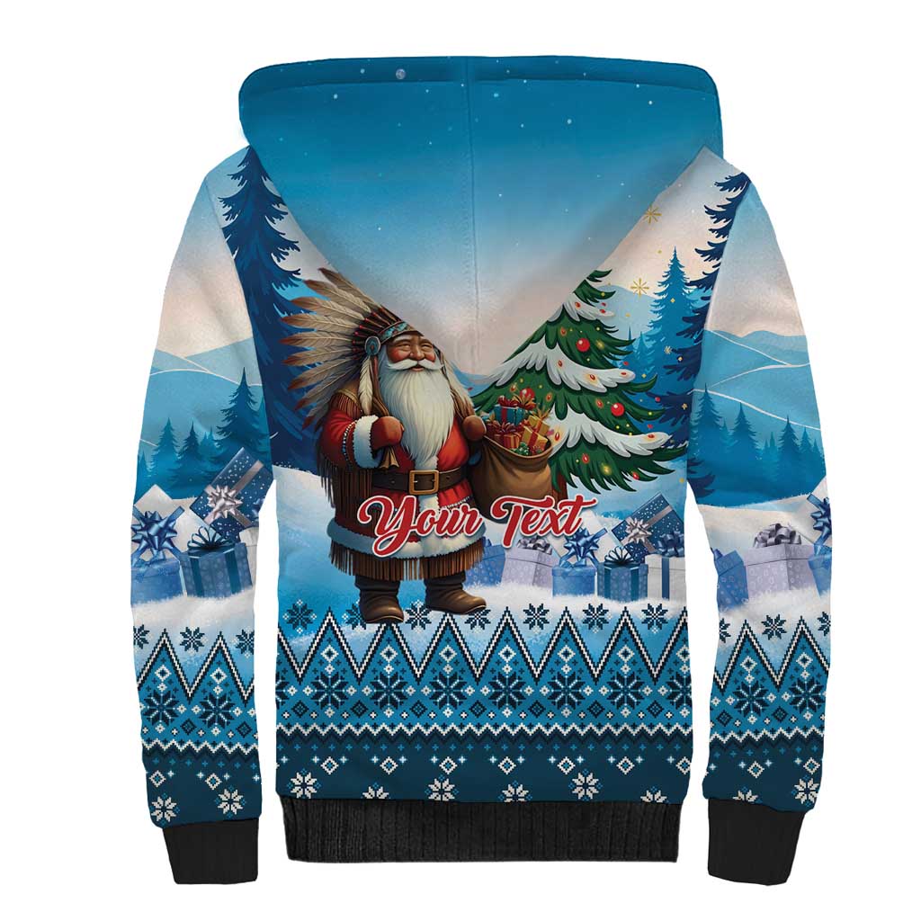 Personalized Native American Santa Claus Sherpa Hoodie Merry Christmas - Wonder Print Shop