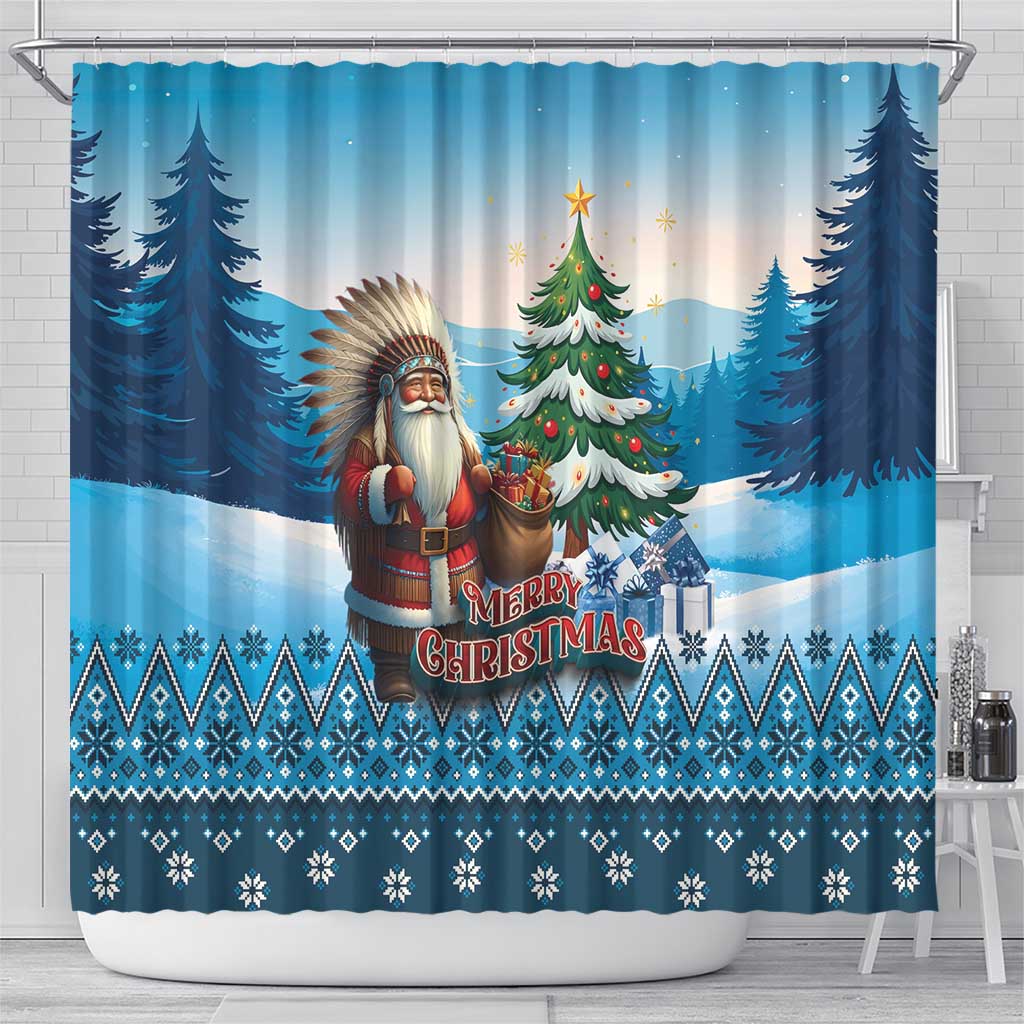 Native American Santa Claus Shower Curtain Merry Christmas - Wonder Print Shop