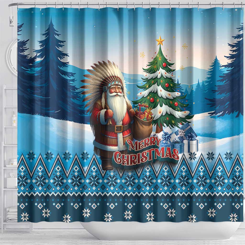 Native American Santa Claus Shower Curtain Merry Christmas - Wonder Print Shop