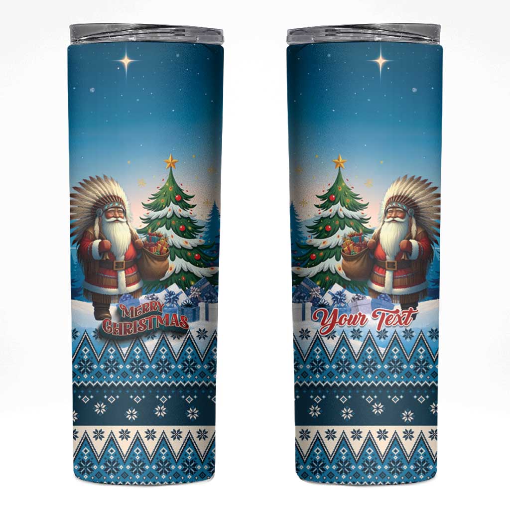 Personalized Native American Santa Claus Skinny Tumbler Merry Christmas - Wonder Print Shop