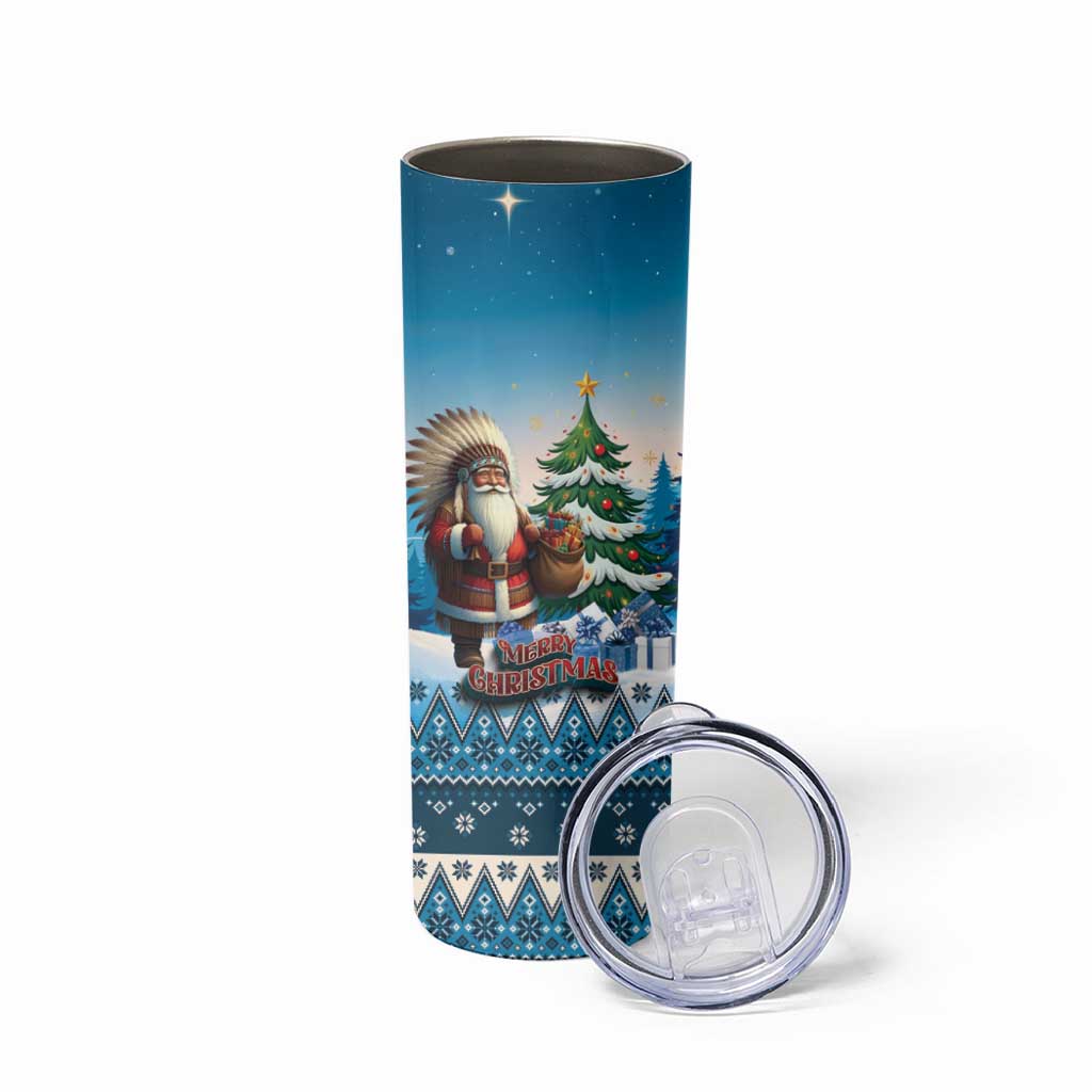 Personalized Native American Santa Claus Skinny Tumbler Merry Christmas - Wonder Print Shop
