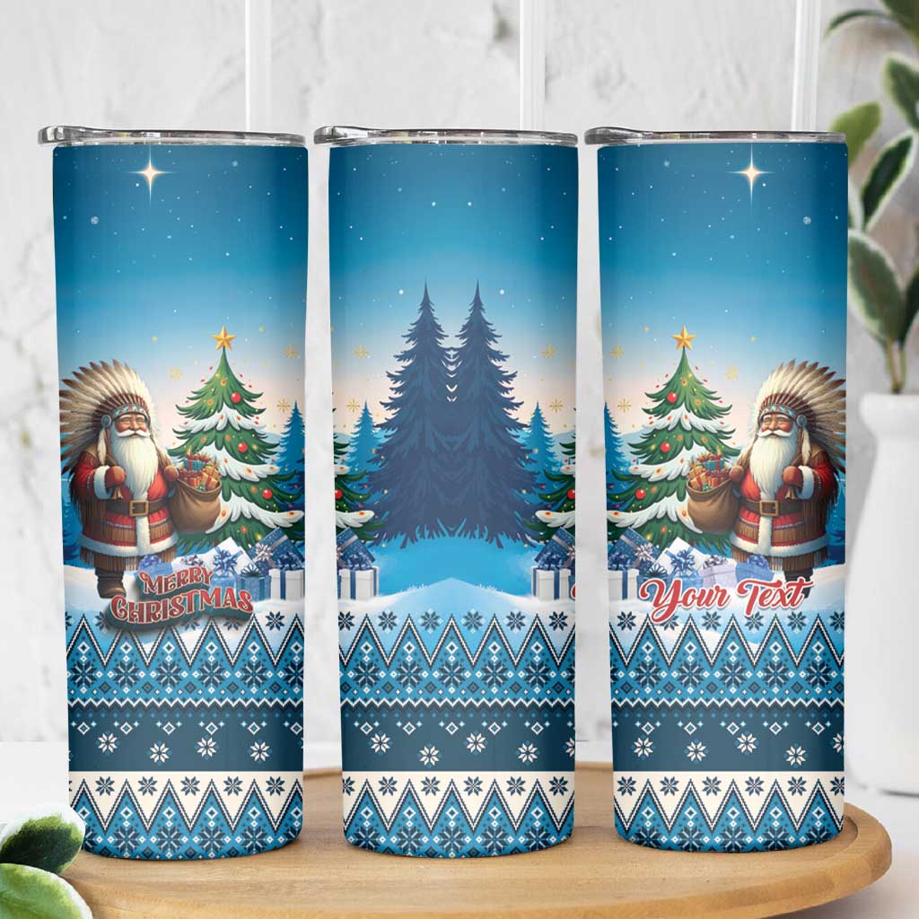 Personalized Native American Santa Claus Skinny Tumbler Merry Christmas - Wonder Print Shop
