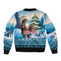 Personalized Native American Santa Claus Sleeve Zip Bomber Jacket Merry Christmas - Wonder Print Shop