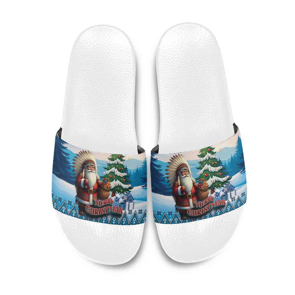 Native American Santa Claus Slide Sandals Merry Christmas - Wonder Print Shop