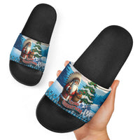 Native American Santa Claus Slide Sandals Merry Christmas - Wonder Print Shop