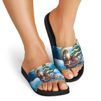 Native American Santa Claus Slide Sandals Merry Christmas - Wonder Print Shop