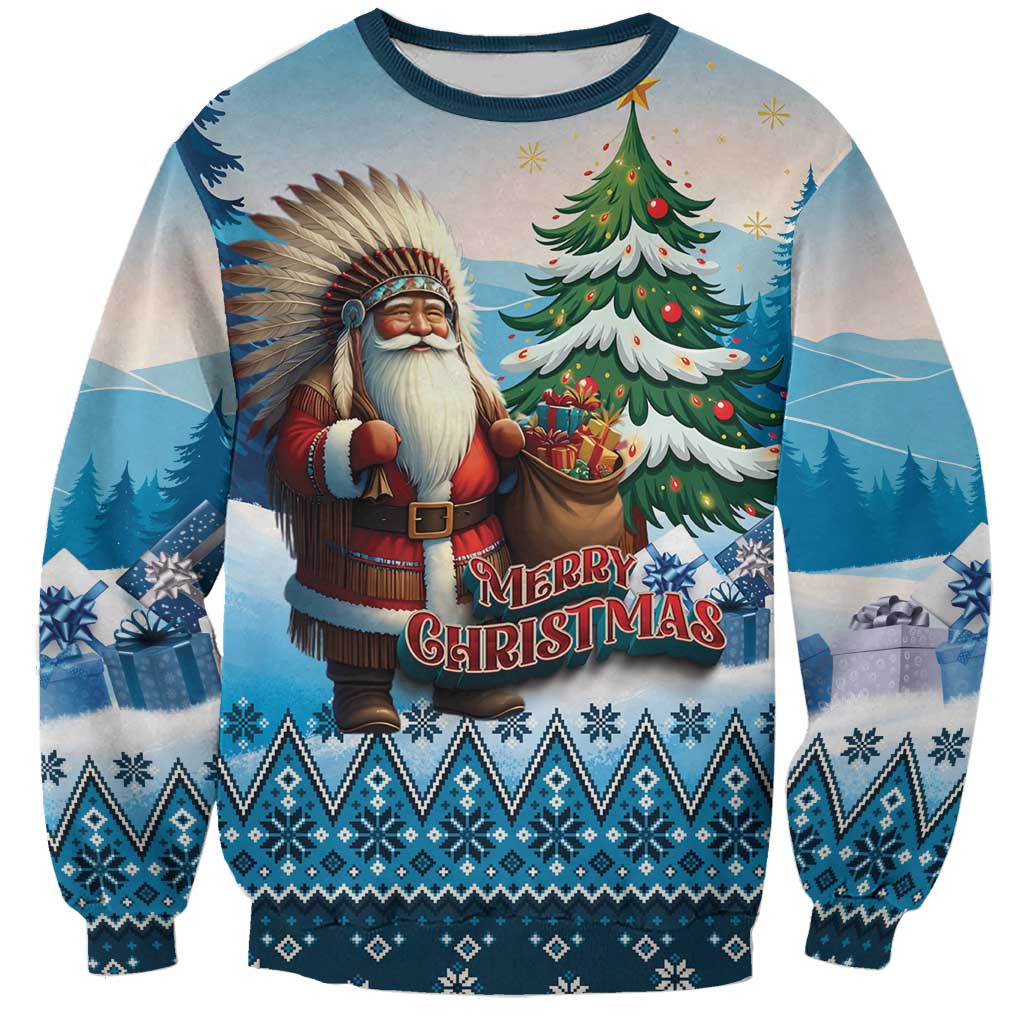 Personalized Native American Santa Claus Sweatshirt Merry Christmas - Wonder Print Shop