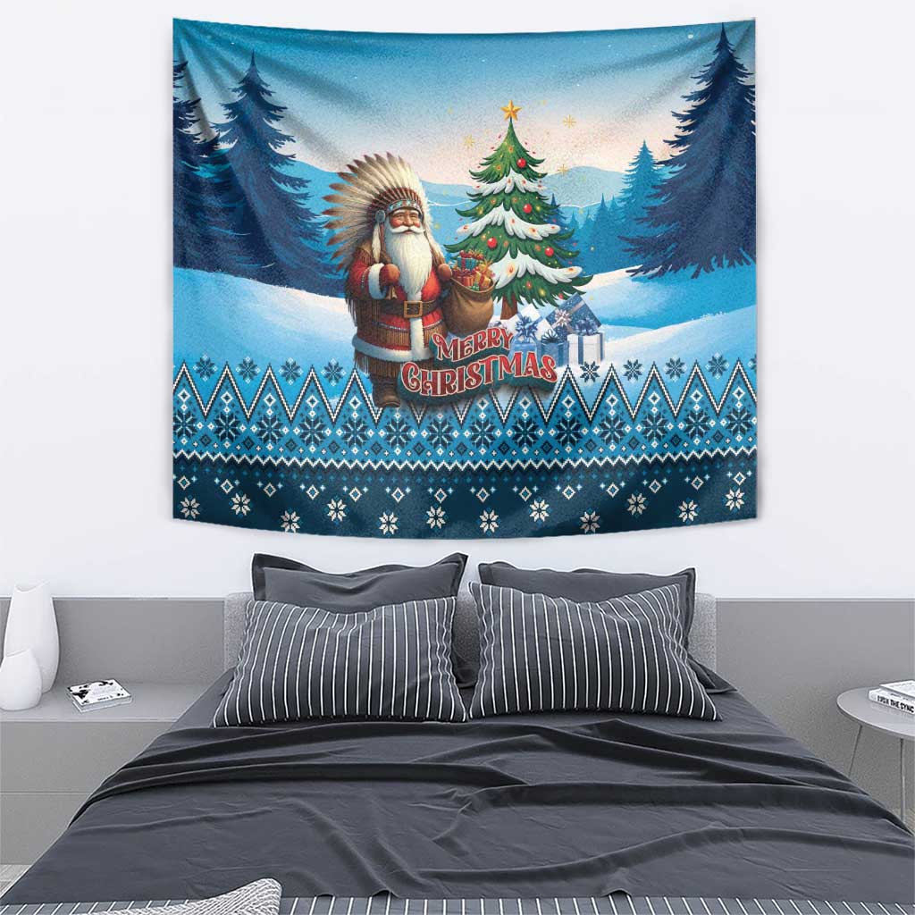 Native American Santa Claus Tapestry Merry Christmas - Wonder Print Shop