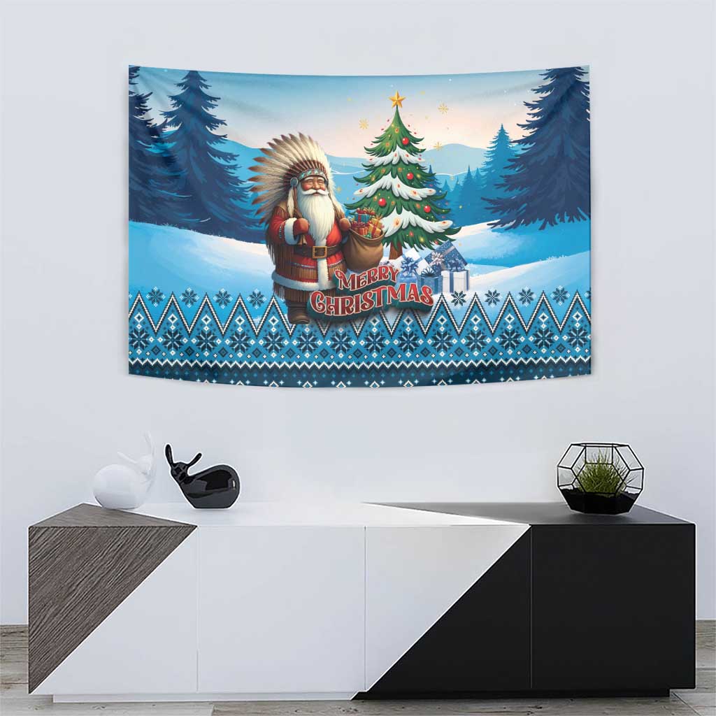 Native American Santa Claus Tapestry Merry Christmas - Wonder Print Shop