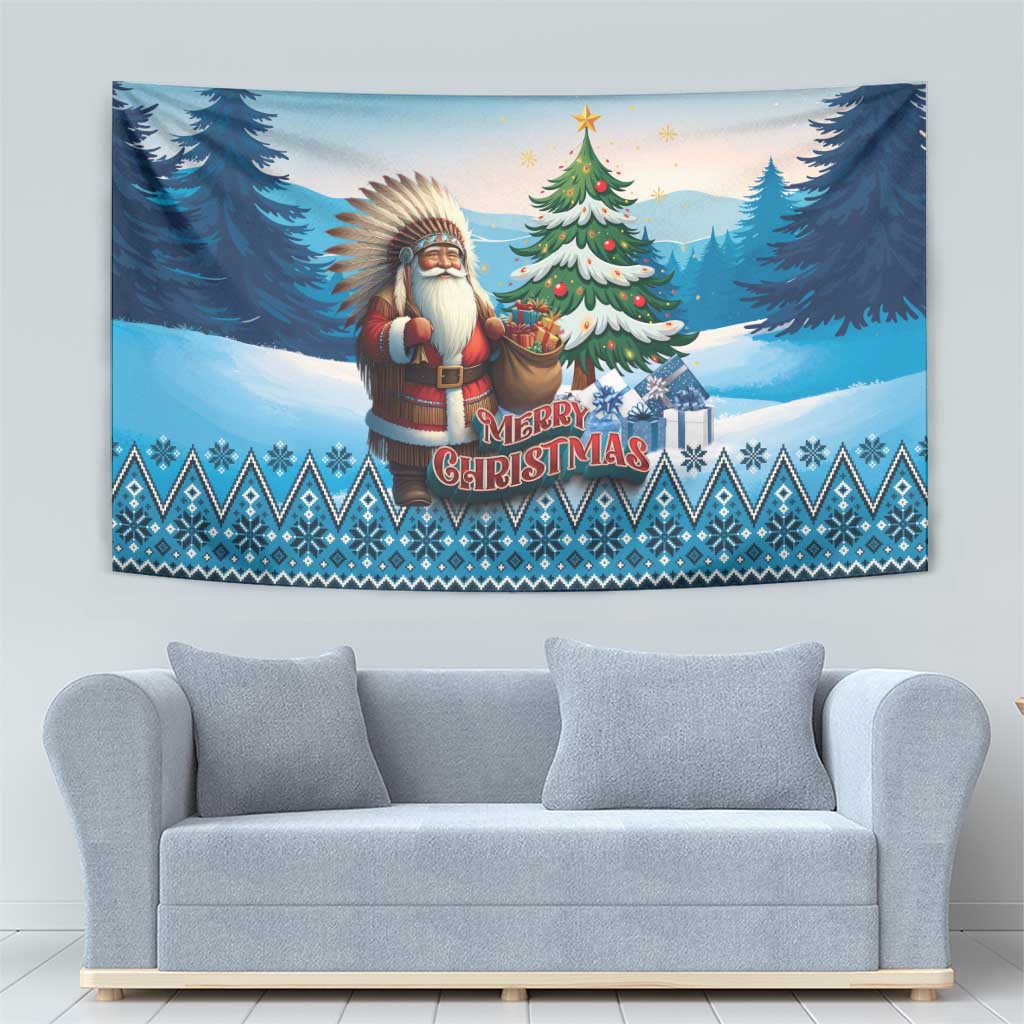 Native American Santa Claus Tapestry Merry Christmas - Wonder Print Shop