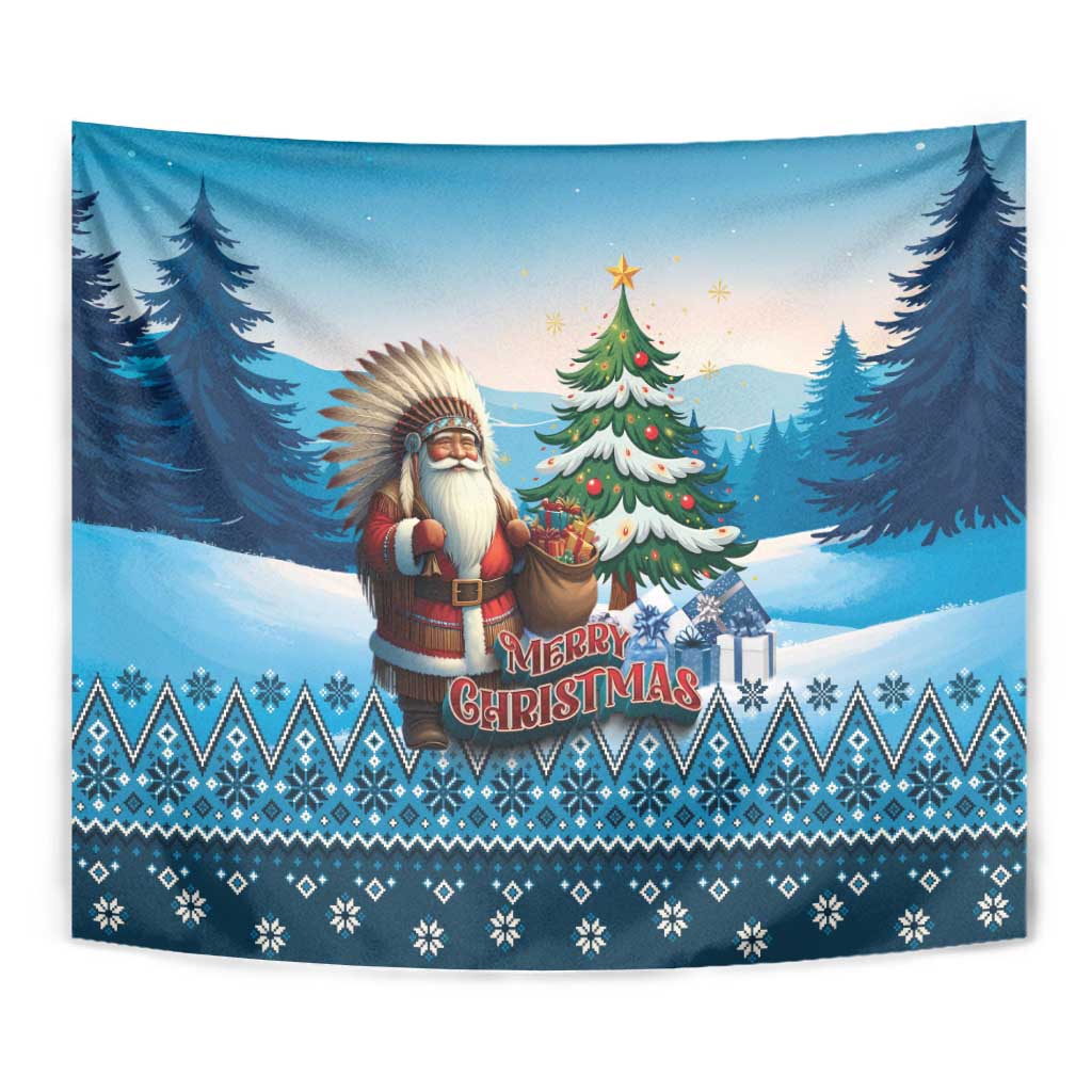 Native American Santa Claus Tapestry Merry Christmas - Wonder Print Shop
