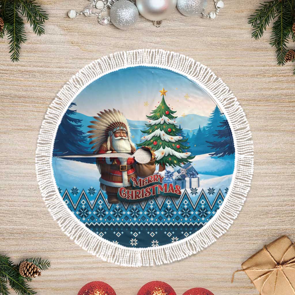 Native American Santa Claus Tree Skirt Merry Christmas 2025 - Wonder Print Shop