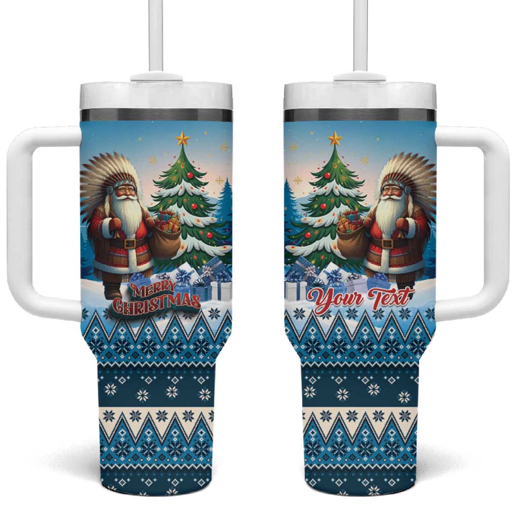 Personalized Native American Santa Claus Tumbler With Handle Merry Christmas - Wonder Print Shop