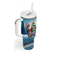 Personalized Native American Santa Claus Tumbler With Handle Merry Christmas - Wonder Print Shop