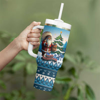 Personalized Native American Santa Claus Tumbler With Handle Merry Christmas - Wonder Print Shop