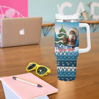 Personalized Native American Santa Claus Tumbler With Handle Merry Christmas - Wonder Print Shop