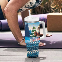 Personalized Native American Santa Claus Tumbler With Handle Merry Christmas - Wonder Print Shop