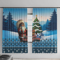 Native American Santa Claus Window Curtain Merry Christmas - Wonder Print Shop
