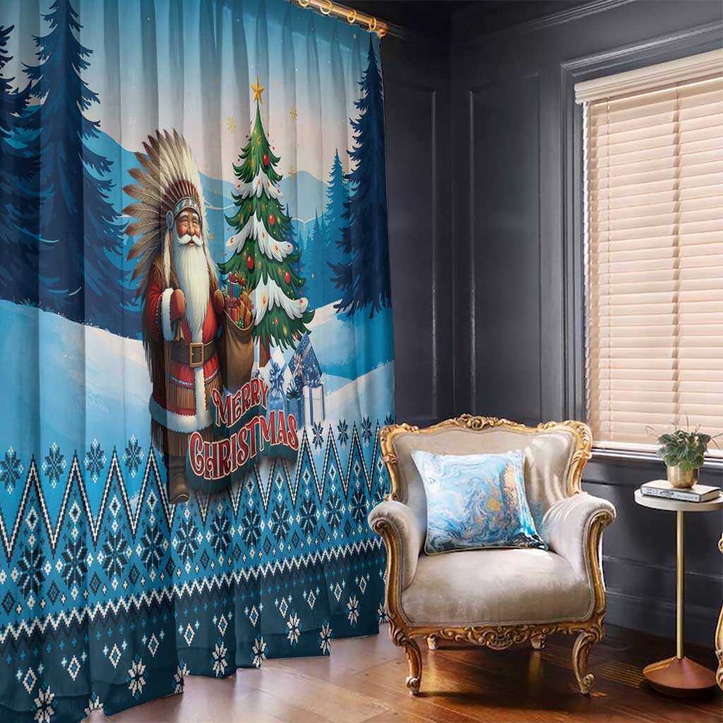 Native American Santa Claus Window Curtain Merry Christmas - Wonder Print Shop