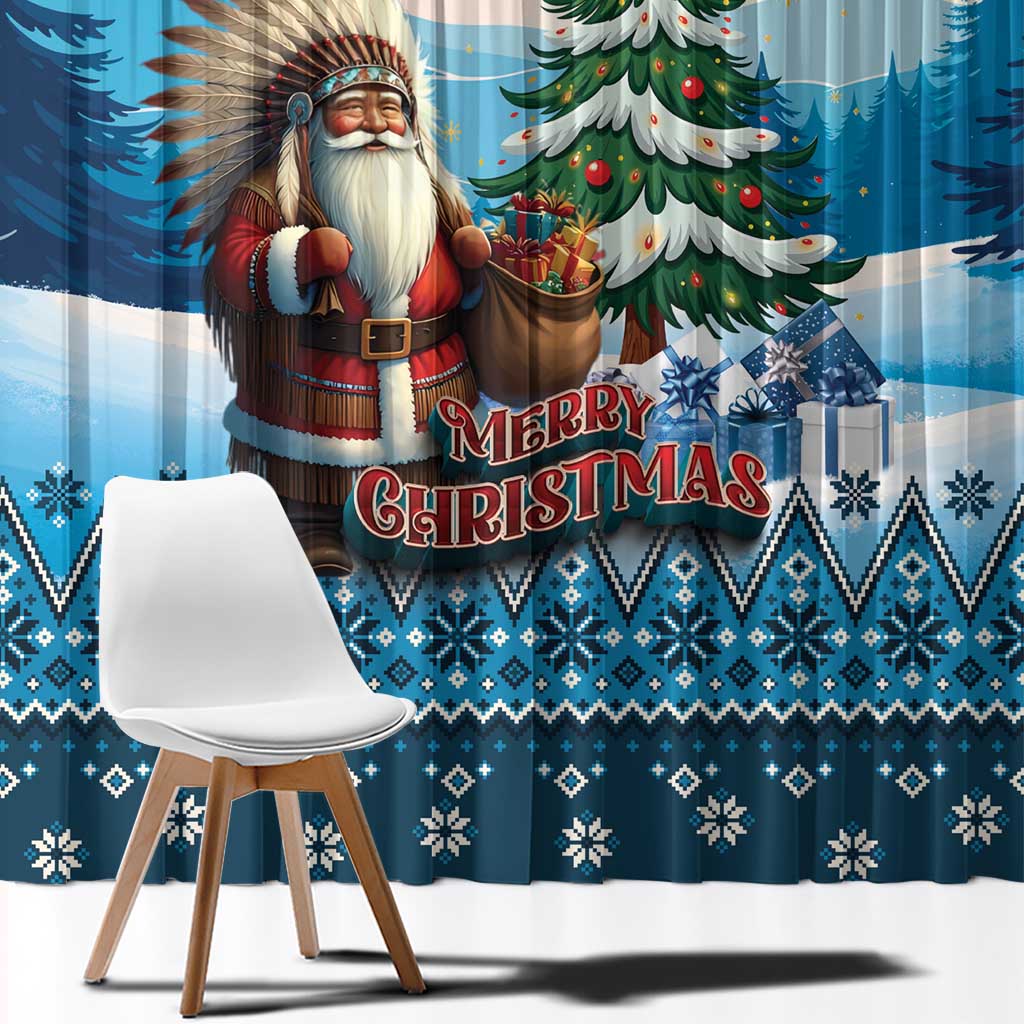 Native American Santa Claus Window Curtain Merry Christmas - Wonder Print Shop