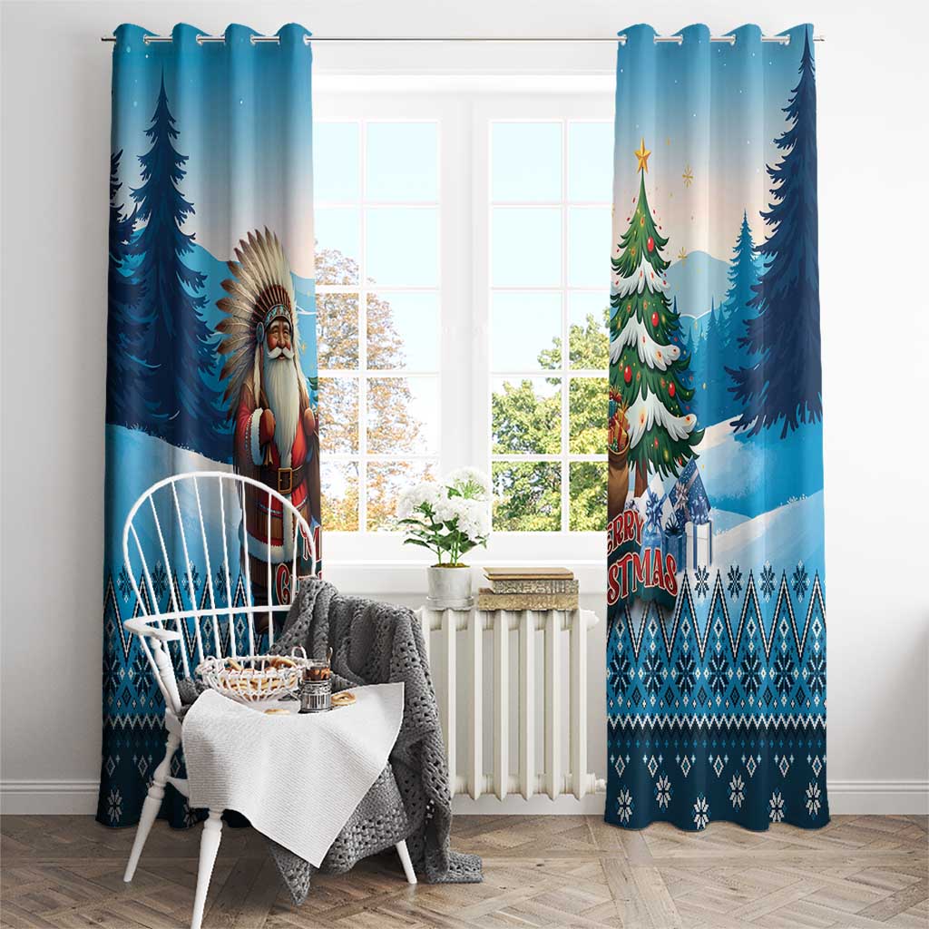 Native American Santa Claus Window Curtain Merry Christmas - Wonder Print Shop