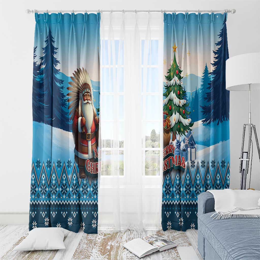 Native American Santa Claus Window Curtain Merry Christmas - Wonder Print Shop
