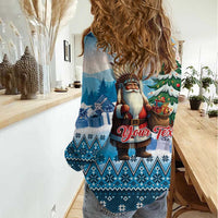 Personalized Native American Santa Claus Women Casual Shirt Merry Christmas - Wonder Print Shop