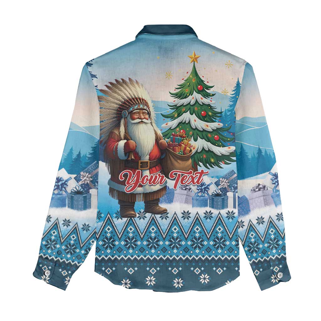 Personalized Native American Santa Claus Women Casual Shirt Merry Christmas - Wonder Print Shop