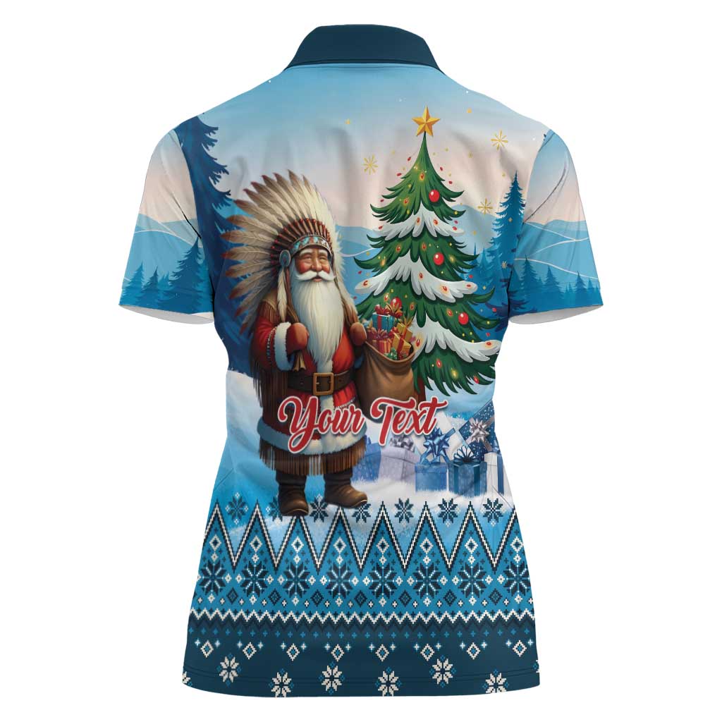 Personalized Native American Santa Claus Women Polo Shirt Merry Christmas - Wonder Print Shop