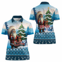 Personalized Native American Santa Claus Women Polo Shirt Merry Christmas - Wonder Print Shop