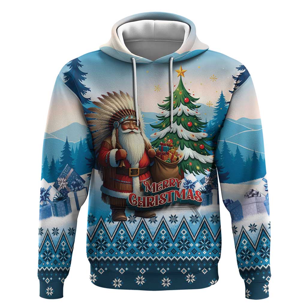 Personalized Native American Santa Claus Zip Hoodie Merry Christmas - Wonder Print Shop