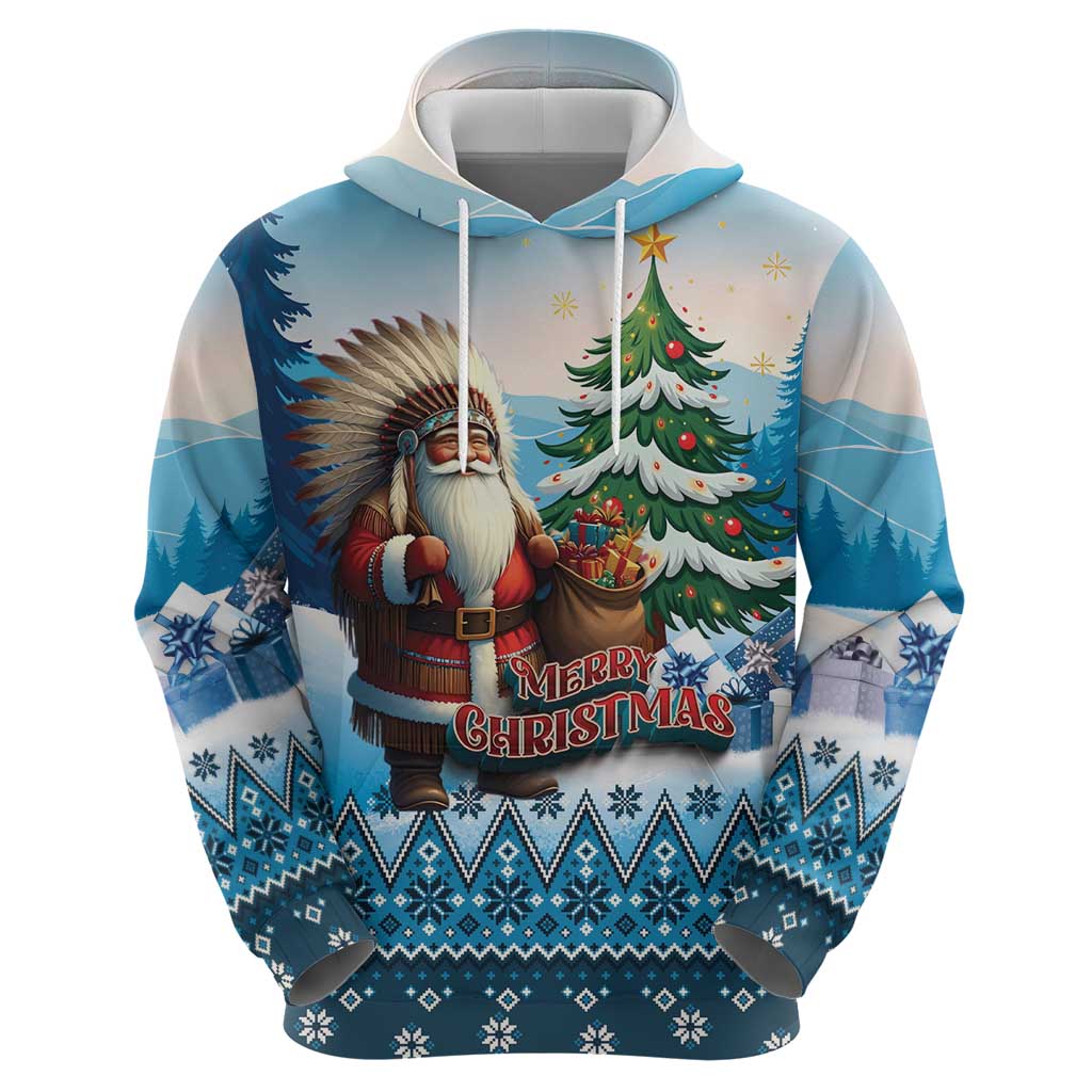 Personalized Native American Santa Claus Zip Hoodie Merry Christmas - Wonder Print Shop