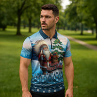 Personalized Native American Santa Claus Zipper Polo Shirt Merry Christmas - Wonder Print Shop