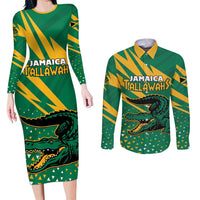 Custom Jamaica Cricket Tallawahs Couples Matching Long Sleeve Bodycon Dress and Long Sleeve Button Shirt Fi Wi Tallawahs Champions - Wonder Print Shop