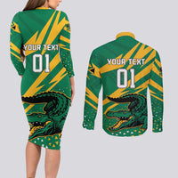 Custom Jamaica Cricket Tallawahs Couples Matching Long Sleeve Bodycon Dress and Long Sleeve Button Shirt Fi Wi Tallawahs Champions - Wonder Print Shop