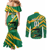 Custom Jamaica Cricket Tallawahs Couples Matching Mermaid Dress and Long Sleeve Button Shirt Fi Wi Tallawahs Champions