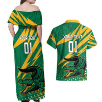 Custom Jamaica Cricket Tallawahs Couples Matching Off Shoulder Maxi Dress and Hawaiian Shirt Fi Wi Tallawahs Champions - Wonder Print Shop
