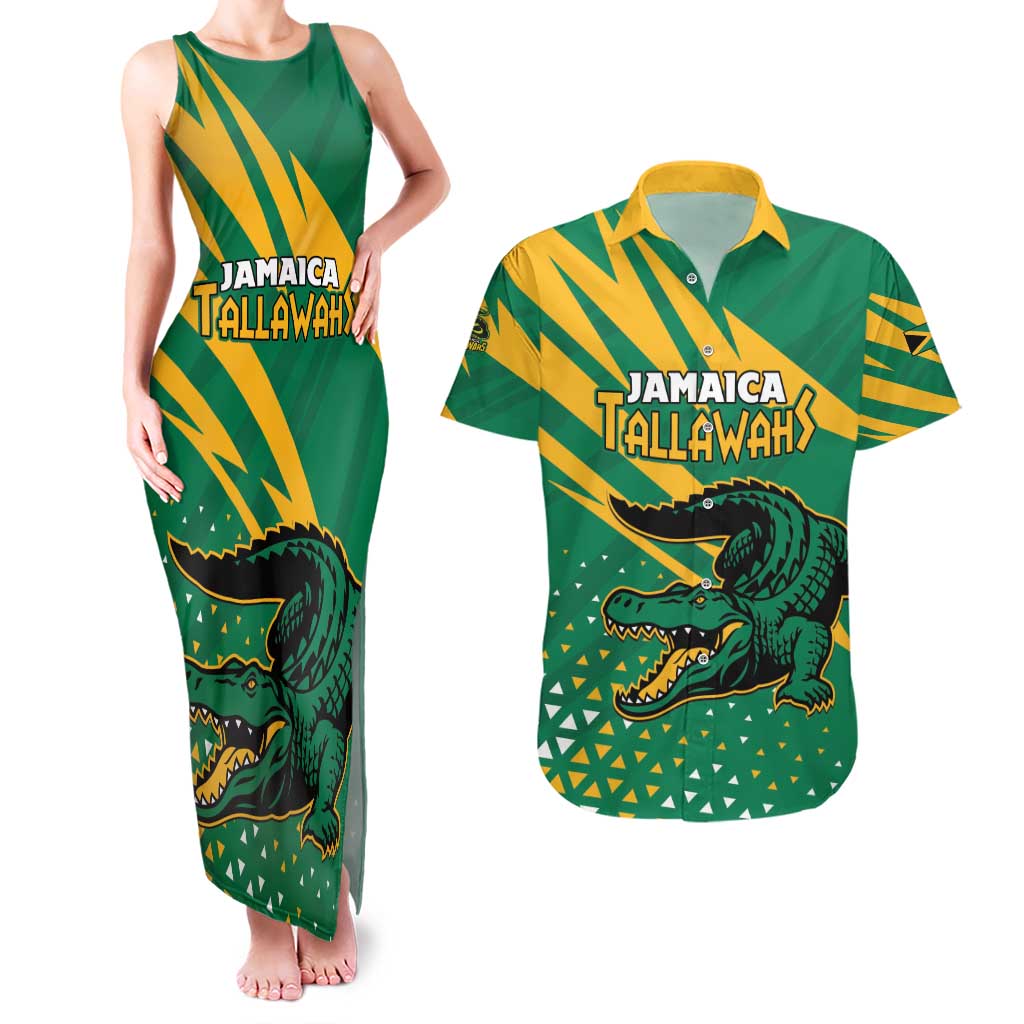 Custom Jamaica Cricket Tallawahs Couples Matching Tank Maxi Dress and Hawaiian Shirt Fi Wi Tallawahs Champions - Wonder Print Shop