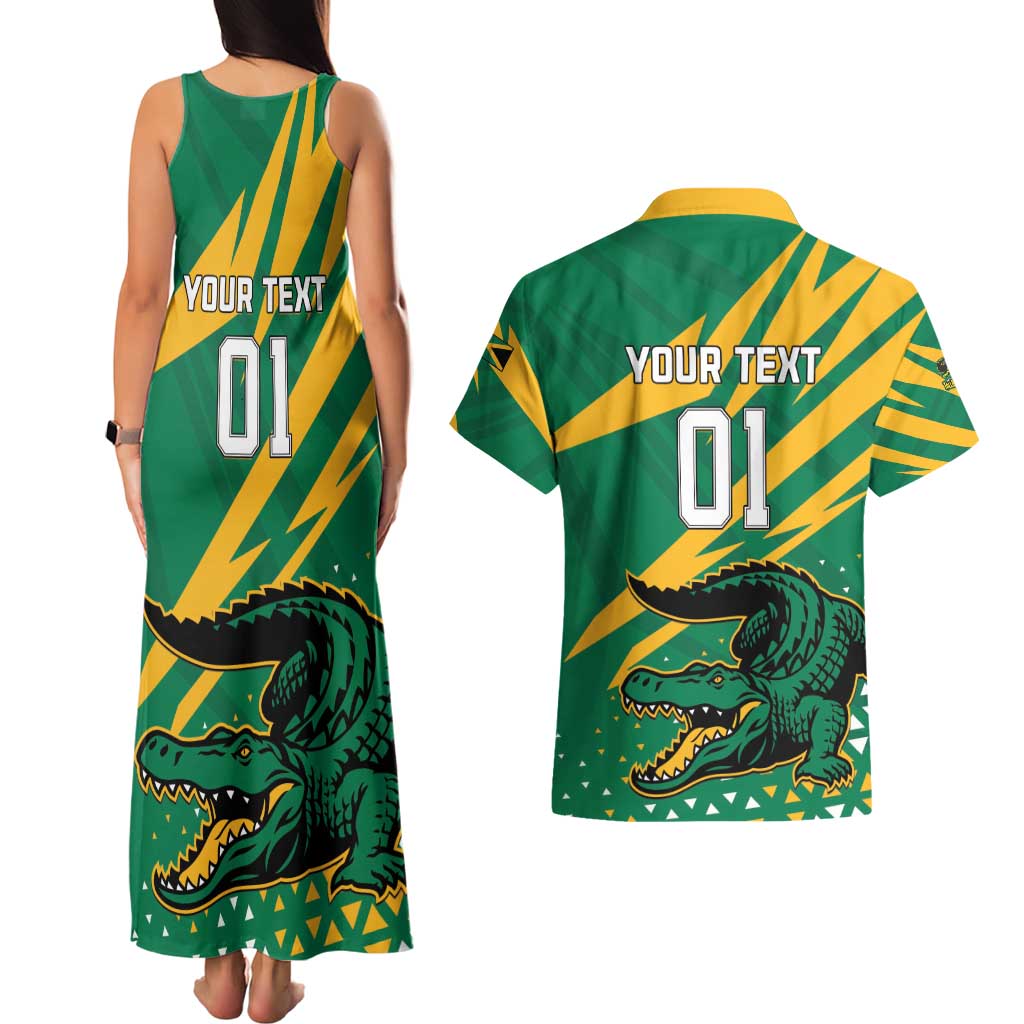 Custom Jamaica Cricket Tallawahs Couples Matching Tank Maxi Dress and Hawaiian Shirt Fi Wi Tallawahs Champions - Wonder Print Shop