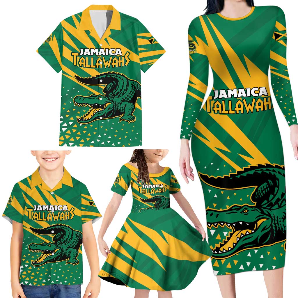 Custom Jamaica Cricket Tallawahs Family Matching Long Sleeve Bodycon Dress and Hawaiian Shirt Fi Wi Tallawahs Champions - Wonder Print Shop
