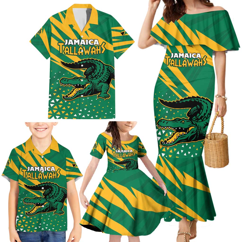 Custom Jamaica Cricket Tallawahs Family Matching Mermaid Dress and Hawaiian Shirt Fi Wi Tallawahs Champions - Wonder Print Shop