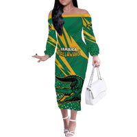 Custom Jamaica Cricket Tallawahs Family Matching Off The Shoulder Long Sleeve Dress and Hawaiian Shirt Fi Wi Tallawahs Champions - Wonder Print Shop