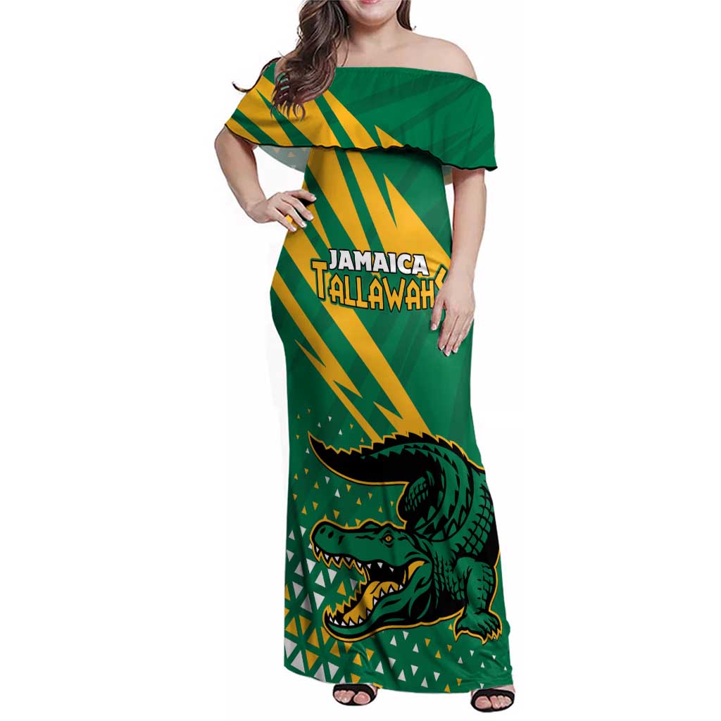Custom Jamaica Cricket Tallawahs Family Matching Off Shoulder Maxi Dress and Hawaiian Shirt Fi Wi Tallawahs Champions - Wonder Print Shop