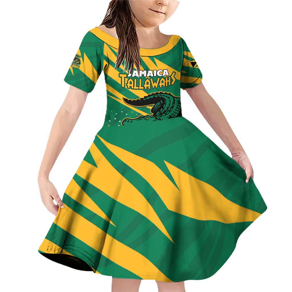 Custom Jamaica Cricket Tallawahs Family Matching Off Shoulder Short Dress and Hawaiian Shirt Fi Wi Tallawahs Champions - Wonder Print Shop